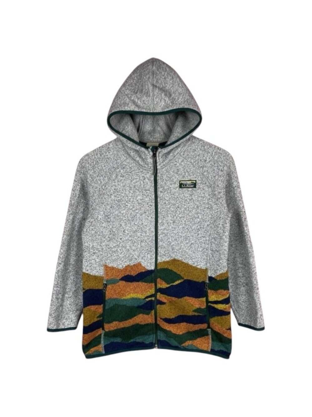 L.L.Bean Mount Katahdin Full-Zip Fleece Hoodie Kids Large Grey Jacket